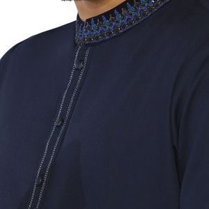 Navy Blue Signature Shalwar Kameez Premium Tailored Finish Soft Blend Refined Design <b>Pakistani</b> Men's Shalwar Kameez - Product Image 3