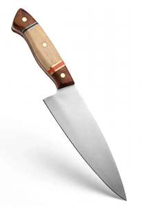 Cuchillo de Chef de Acero Inoxidable Forjado a Mano, Hoja Ancha, Cuchillo de Cocina para Rebanar, Mango de Madera - Product Image 2