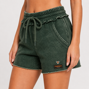 Shorts décontractés, confortables et respirants pour femmes, style streetwear, effet délavé, pour l'été, vêtements de sport, 100% coton - Product Image 4