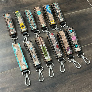 New Factory Direct Wholesale Floral Tooled Cow Leather Premium Handmade Keyrings Unisex Stylish Wristlet Souvenir Bag <b>Charms</b> - Product Image 6