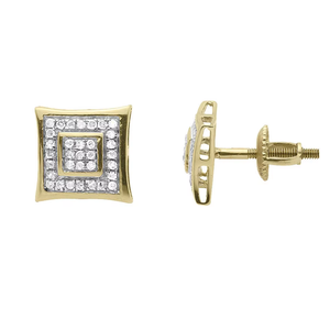 0.50 TCW Real Round Diamond <b>Stud</b> <b>Earrings</b> | 10K Yellow Gold Square Halo Design Elegant <b>Fine</b> Jewelry Gift for Women Luxury Shine - Product Image 2