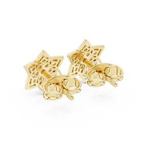 เพชรทรงกลมเพาะเลี้ยงในห้องปฏิบัติการ ทองคำ 14K 18K สีเหลือง รูปดาวหกแฉก ประดับเพชรทรงกลมแบบคลัสเตอร์ ต่างหูเพชร DEF VVS สำหรับงานแต่งงาน ODM ขายส่ง - Product Image 5