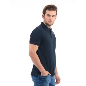 เสื้อโปโลแขนสั้นสีกรมท่าสำหรับผู้ชาย สีพื้น สวมใส่สบาย ทรงปกติ ผ้าฝ้ายอ๊อกซ์ฟอร์ด 100% ระบายอากาศได้ดี ดีไซน์แบบทอ - Product Image 4