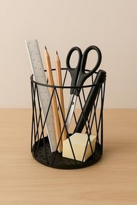 Organizador Cilíndrico Minimalista de Metal Negro, Tipo Estante, para Artículos Diversos de Sala de Estar, Duradero, No Plegable - Product Image 6