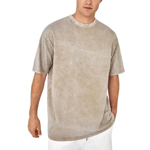 T-shirt à épaules tombantes pour hommes, délavé à l'acide, coupe ample, respirant, vente en gros, col rond, haute qualité, poids lourd pour l'extérieur, formel - Product Image 1