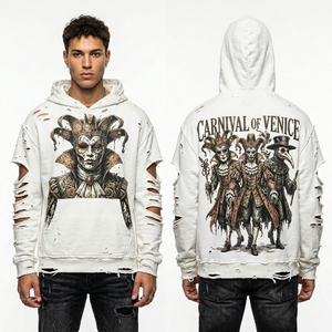 เสื้อฮู้ดซิปสีส้มวินเทจลายกราฟิก Silk Road Undead Trader สไตล์สตรีทแวร์ ผ้าหนานุ่ม ทรงหลวม ผลิตจากโรงงาน - Product Image 4