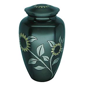 Urne funéraire en laiton vert gravé et poli pour cendres humaines adultes, style américain/européen - Product Image 3