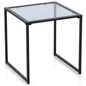 Tavolino da Caffè in Vetro Temperato con Struttura in Legno Massello e Metallo, Convertibile, per Interni ed Esterni - Product Image 5