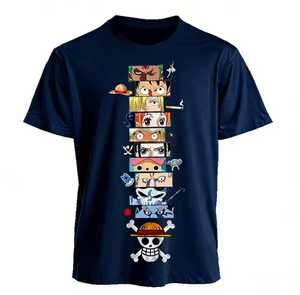 T-shirt à manches courtes pour homme, col rond, imprimé personnages One Piece, coupe sportive régulière, 100% coton, tissu tricoté, séchage rapide - Product Image 4