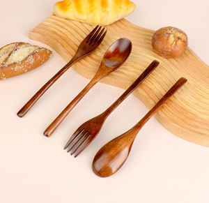 Ensemble cuillère et fourchette en bois de coco écologique, fabriqué à la main, couverts en bois naturel réutilisables, ustensiles de cuisine durables, vaisselle écoresponsable, vente en gros - Product Image 2