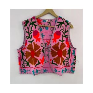 Último diseño estilo bohemio festivo Suzani chaleco para damas Suzani bordado chaleco señoras chaqueta - Product Image 2