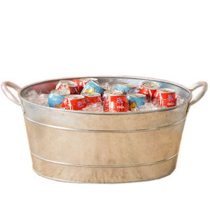 Galvanized Oblong Shaped <b>Metal</b> Iron Beverage <b>Tub</b> with Sided Handle Decorative Galvanized Wine Cooler - Product Image 3