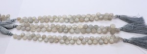 Cuentas facetadas de piedra lunar de Ceilán natural en forma de corazón de 8-9 mm, hilo de cuentas de piedra lunar Siloni natural en forma de corazón para la fabricación de joyas al por mayor. - Product Image 5