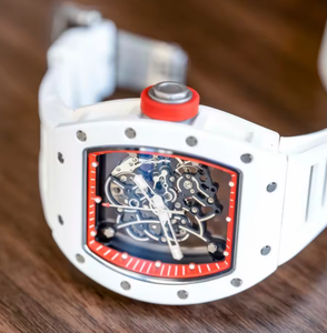 Montre mécanique de luxe pour homme, en céramique blanche, bracelet en caoutchouc, 44 mm, étanche 30 m. - Product Image 1