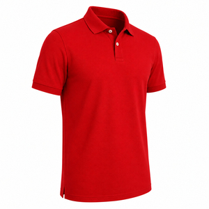 Premium Quality Top Selling Men's Red Cotton Breathable 220g Polo <b>Shirt</b> Short Sleeve Solid <b>Colour</b> Casual Style Pique Knitted - Product Image 3