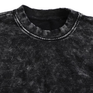 Sudadera de cuello redondo para hombre, gris oscuro, estilo vintage, lavado ácido, manga larga, talla grande - Product Image 4