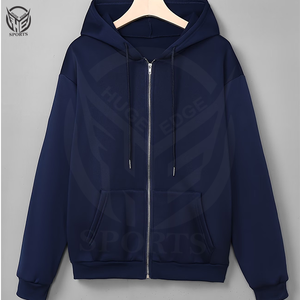 Sweat à capuche zippé pour homme, coupe oversize, en molleton bouclette épais, coupe épaules tombantes, coupe-vent, écologique, haute qualité, hiver - Product Image 1