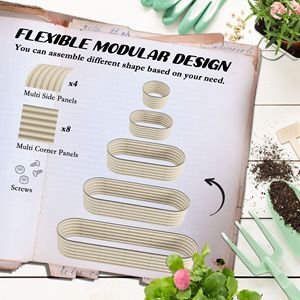 Kit Letto da Giardino Rialzato Zincato 7.9 X 2 X 1.4, Fioriera in Metallo Color Crema con Bordo di Sicurezza per Set da Giardino Esterno - Product Image 4