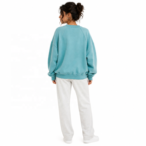 Sudadera Oversize Azul Sólido para Mujer, Cuello Redondo, Manga Larga, Ajuste Relajado, Top Casual de Felpa Suave, Estilo Urbano - Product Image 4