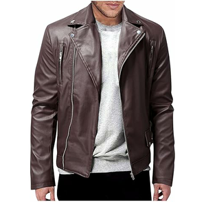 Chaqueta de Cuero para Hombre al por Mayor, Chaqueta de Cuero Genuino, Abrigo de Invierno para Hombre, Ropa Exterior de Moda, Chaqueta de Cuero Casual de Manga Larga - Product Image 1