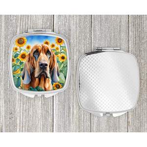 Espejo de maquillaje de viaje compacto de girasoles Bloodhound espejo decorativo de bolsillo de mano plegable para regalo de mujeres y niñas - Product Image 4