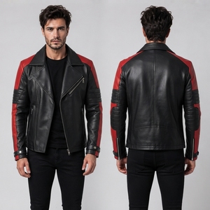 Vestes en cuir pour hommes en gros, manteaux à col rabattu, blousons bombardiers en cuir pour hommes, vestes décontractées pour hommes, conception avec service OEM - Product Image 4