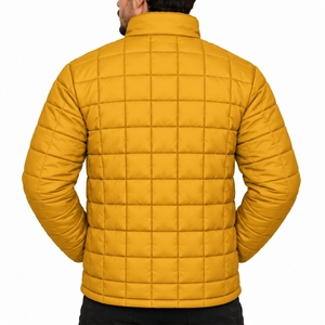 Chaqueta acolchada con diseño de burbujas y costuras de diamantes para hombre, estilo casual para el día a día, a prueba de viento, con cierre de cremallera y cuello alto, abrigo de invierno - Product Image 2