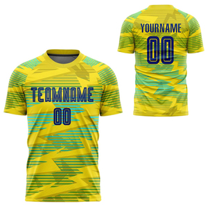 Custom Yellow Geometric Sublimated Soccer Jersey Short Sleeve Crew Neck Quick Dry Unisex Adult Team Apparel - Product Image 1