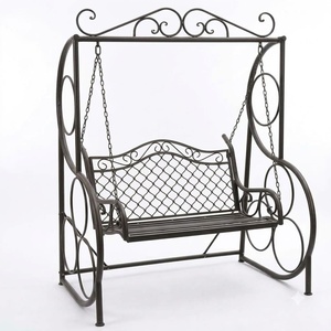 Balançoire de jardin à 3 places en fer forgé galvanisé à chaud, design européen/classique/victorien, robuste - Product Image 1