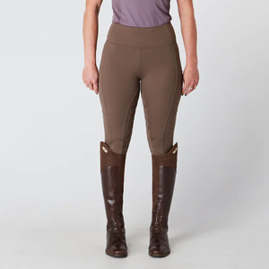 Leggings de equitación de algodón y silicona transpirables de alta calidad con cierre de gancho y barra, de talle alto para competición ecuestre - Product Image 2