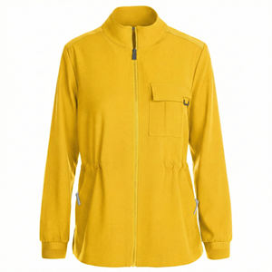 Blouse médicale ajustée pour femme, col montant, fermeture éclair frontale, multi-poches, vente en gros - Product Image 6