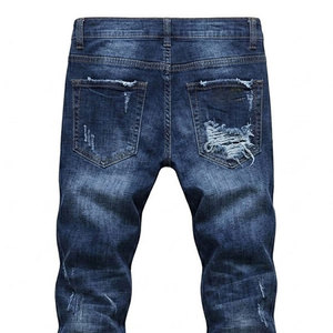 Jeans déchirés pour hommes, coupe slim, décontractés, tendance, bleu délavé, look moderne - Product Image 5