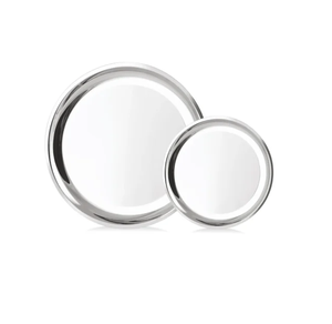 Assiettes rondes en acier inoxydable, 2 pièces, argent poli, assiettes de service en métal, vaisselle durable - Product Image 6