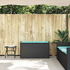 ม้านั่งเก็บของสำหรับลานบ้านหวายโพลีสีดำขนาด 39.4 นิ้วพร้อมเบาะรองนั่ง - Product Image 3