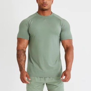 Camiseta de Manga Corta para Hombre, de Secado Rápido, Corte Ajustado, Cuello Redondo, Color Sólido, Tejido de Punto Jersey, Estilo Deportivo, Verde - Product Image 2