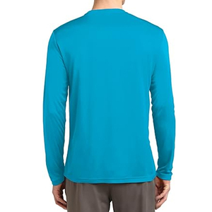 Camiseta Casual de Manga Larga para Hombre, Cuello Redondo, Color Sólido, Tejido de Punto, Corte Regular, Azul - Product Image 5