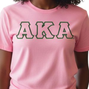 Camiseta Rosa con Letras AKA para Mujer, Camiseta Informal de Verano, Colores Verde y Rosa - Product Image 5