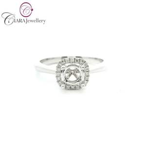 MEILLEURE VENTE SIMPLE SIMPLE HALO 18K AU750 SOILD WHITE/YELLOW GOLD PLAIN GOLD BAND NATUREL DIAMANT 0.50CT ROUND FIT SEMI RNG MOUNT - Product Image 1