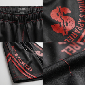 MOTION $ SACRIFICES APPAREL Conjunto de Camiseta Roja y Pantalones Cortos Negros para Hombre, Estilo Urbano, Secado Rápido, Diseño de Calavera con Estampado por Sublimación - Product Image 3