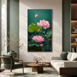 Peinture sur soie traditionnelle vietnamienne à motif de fleur de lotus, esthétique orientale, décoration murale, cadeau, fabriqué au Vietnam - Product Image 3
