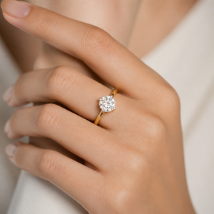 แหวนหมั้นเพชรเม็ดเดี่ยวหกแฉก คลาสสิก ทองคำขาว 14K ชุบโรเดียม เพชรขนาดใหญ่เพาะเลี้ยงในห้องปฏิบัติการ ผลิตตามสั่ง OEM เครื่องประดับสั่งทำพิเศษ - Product Image 3
