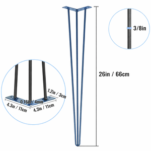 Hairpin <b>Table</b> <b>Legs</b> 26" 3 Robs 4Pcs 880lbs Capacity Metal Furniture <b>Legs</b> with Easy Installation DIY Desk Dining <b>Table</b> EDPTBL012 - Product Image 3