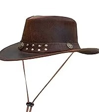 Chapeau de cowboy en cuir à large bord unisexe décontracté pour l'extérieur printemps automne adulte 56-58CM marron style broderie à la main - Product Image 2