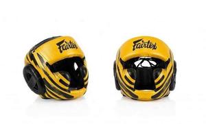 อุปกรณ์ป้องกันศีรษะสำหรับชกมวย Fairtex แบบเต็มหน้า สีเหลืองดำ ทำจากหนังวัวแท้ สำหรับฝึกซ้อม เหมาะสำหรับทุกเพศ - Product Image 4