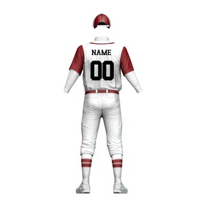 Men's Baseball Uniform Set <b>White</b> Red Jersey <b>White</b> Pants Short Sleeve <b>Button</b> Front Sublimated Polyester Breathable All Seasons - Product Image 4