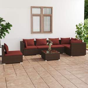 Conjunto de Muebles de Jardín Marrón de 6 Plazas, Ratán, Resistente a la Intemperie, Diseño Contemporáneo - Product Image 3