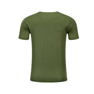 Camiseta Verde para Hombre, de Algodón, Manga Corta, Cuello Redondo, Corte Regular, Informal, Deportiva, Lisa - Product Image 3