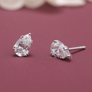 IGI Certified Lab Grown Diamond Pear <b>Stud</b> <b>Earrings</b> Solid 925 Sterling <b>Silver</b> Pear Cut Solitaire Push Back Diamond <b>Earrings</b> - Product Image 4