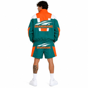 Trendy Custom Men's Nylon Shorts Tracksuit Windbreaker Jackets & Embroidered Logo Print OEM Private <b>Label</b> Nylon Summer Hoodies - Product Image 3