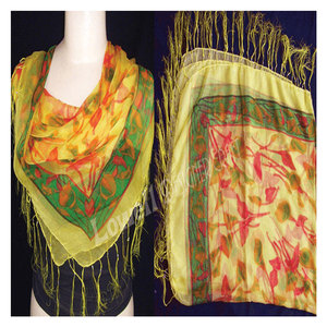 Elegant <b>Chiffon</b> Silk Beaded Fringe <b>Scarf</b> for Women Luxury Lightweight Fashion Shawl with Delicate Bead Detailing and Flowing - Product Image 2